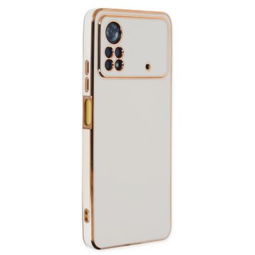 Microsonic Xiaomi Poco X4 Pro 5G Olive Plated Beyaz Cep Telefonu Kılıfı