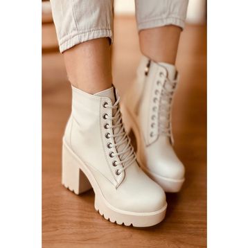 Mida Shoes 510 Ten Deri Bağcıklı Kadın Bot