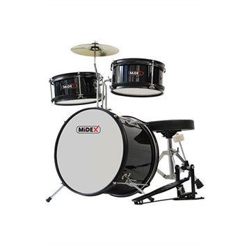 Midex CD300X-BK Akustik Junior Davulu Seti 5-14 Yaş İçin Full Set Çocuk Baterisi