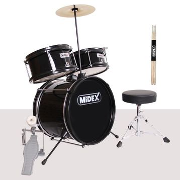 Midex CD300X-BK Akustik Junior Davulu Seti 5-14 Yaş İçin Full Set Çocuk Baterisi