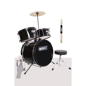 Midex CD300X-BK Akustik Junior Davulu Seti 5-14 Yaş İçin Full Set Çocuk Baterisi