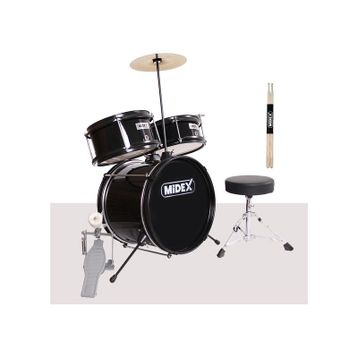 Midex CD300X-BK Akustik Junior Davulu Seti 5-14 Yaş İçin Full Set Çocuk Baterisi