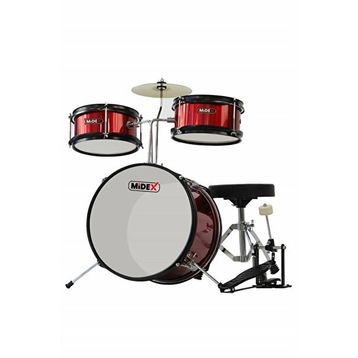 Midex CD300X-RD Akustik Junior Davulu Seti 5-14 Yaş İçin Full Set Çocuk Baterisi