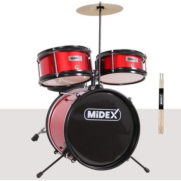 Midex CD300X-RD Akustik Junior Davulu Seti 5-14 Yaş İçin Full Set Çocuk Baterisi