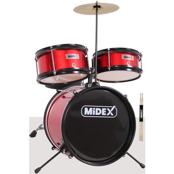 Midex CD300X-RD Akustik Junior Davulu Seti 5-14 Yaş İçin Full Set Çocuk Baterisi