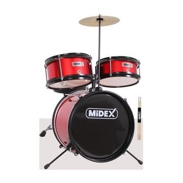 Midex CD300X-RD Akustik Junior Davulu Seti 5-14 Yaş İçin Full Set Çocuk Baterisi