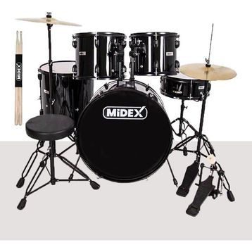 Midex CD900X-BK 22'' Yetişkin 22B-13T-12T-16F-14S 5 Parça Akustik Bateri Davul Seti