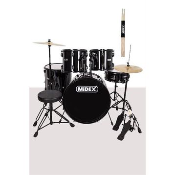 Midex CD900X-BK 22'' Yetişkin 22B-13T-12T-16F-14S 5 Parça Akustik Bateri Davul Seti