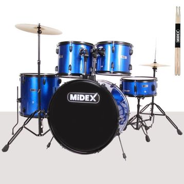 Midex CD900X-BL 22'' Yetişkin 22B-13T-12T-16F-14S 5 Parça Akustik Bateri Davul Seti