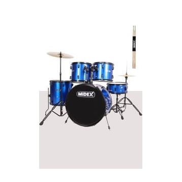 Midex CD900X-BL 22'' Yetişkin 22B-13T-12T-16F-14S 5 Parça Akustik Bateri Davul Seti