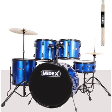 Midex CD900X-BL 22'' Yetişkin 22B-13T-12T-16F-14S 5 Parça Akustik Bateri Davul Seti