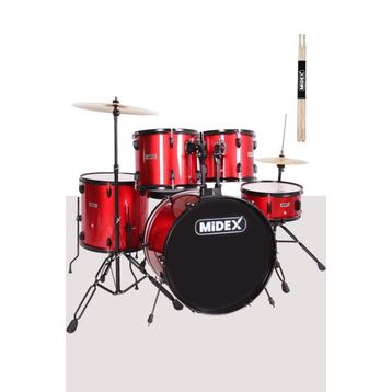 Midex CD900X-RD 22'' 22B-13T-12T-16F-14S 5 Parça Yetişkin Akustik Bateri Davul Seti