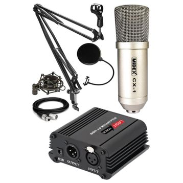 Midex CX1 Condenser Mikrofon Phantom + Stand + Filtre Set