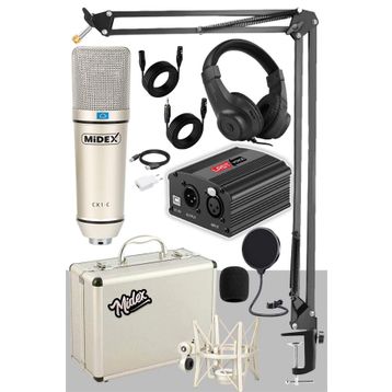Midex CX1-PH Kondanser Stüdyo Mikrofon Phantom Stand Full Set Power Kulaklık