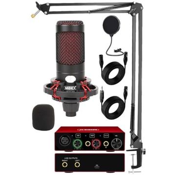 Midex CXN-30 Stüdyo Ses Kartlı Condenser Mikrofon Stand Seti