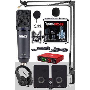 Midex Exclusive Paket-5 Monitör-Mikrofon-Ses Kartı ve Kulaklık Stüdyo Ekipmanları Seti