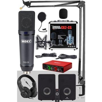 Midex Exclusive Paket-5 Monitör-Mikrofon-Ses Kartı ve Kulaklık Stüdyo Ekipmanları Seti