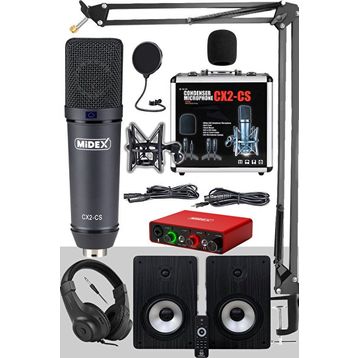Midex Exclusive Paket-6 Monitör-Mikrofon-Ses Kartı ve Kulaklık Stüdyo Ekipmanları Seti