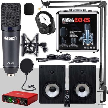 Midex Exclusive Paket-6 Monitör-Mikrofon-Ses Kartı ve Kulaklık Stüdyo Ekipmanları Seti