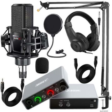 Midex GLX-700GR Ses Kartı + MX-2020 Stüdyo Mikrofon Stüdyo Ekipman Seti