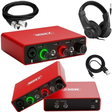 Midex GLX-700RD-H Üst Segment USB Stüdyo Ses Kartı + Kulaklık + Kablo