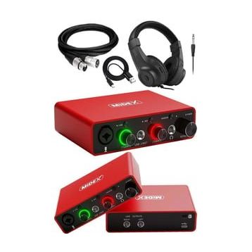 Midex GLX-700RD-H Üst Segment USB Stüdyo Ses Kartı + Kulaklık + Kablo