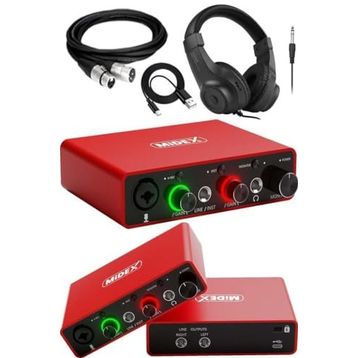 Midex GLX-700RD-H Üst Segment USB Stüdyo Ses Kartı + Kulaklık + Kablo