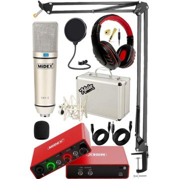 Midex GLX-700RD Ses Kartı + CX1 Stüdyo Mikrofon Stüdyo Ekipman Seti
