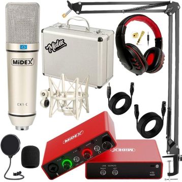 Midex GLX-700RD Ses Kartı + CX1 Stüdyo Mikrofon Stüdyo Ekipman Seti