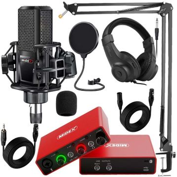 Midex GLX-700RD Ses Kartı + MX-2020 Stüdyo Mikrofon Stüdyo Ekipman Seti