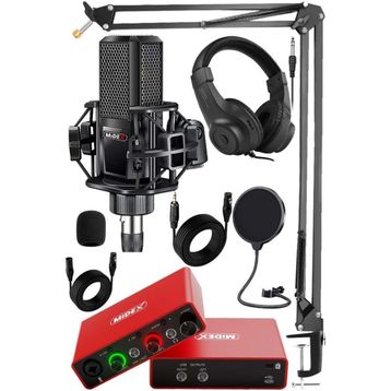 Midex GLX-700RD Ses Kartı + MX-2020 Stüdyo Mikrofon Stüdyo Ekipman Seti