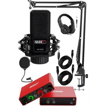 Midex GLX-700RD Ses Kartı + MX-2020 Stüdyo Mikrofon Stüdyo Ekipman Seti