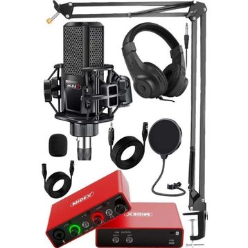 Midex GLX-700RD Ses Kartı + MX-2020 Stüdyo Mikrofon Stüdyo Ekipman Seti