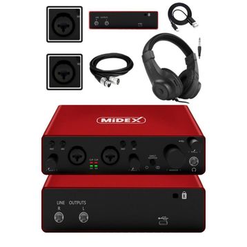 Midex GLX-800RD-H Üst Segment USB Stüdyo Ses Kartı + Kulaklık + Kablo