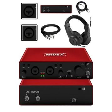 Midex GLX-800RD-H Üst Segment USB Stüdyo Ses Kartı + Kulaklık + Kablo