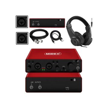 Midex GLX-800RD-H Üst Segment USB Stüdyo Ses Kartı + Kulaklık + Kablo