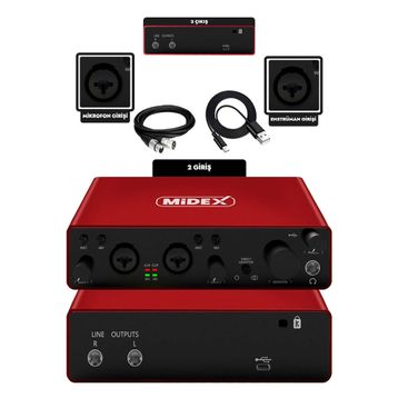 Midex GLX-800RD Üst Segment USB Stüdyo Ses Kartı