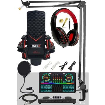 Midex GMX-1 Effective Set Condenser Mikrofon Ses Kartı Kulaklık Canlı Yayın Paketi