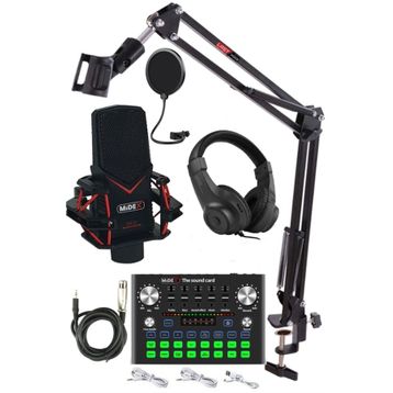 Midex Gmx-1 Record Head Set Condenser Mikrofon Kulaklık Ses Kartı Canlı Yayın Paketi