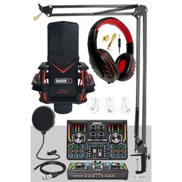 Midex Gmx-1 Titanium Set Efektli Ses Kartı Mikrofon Kulaklık Stand Kayıt Canlı Yayın