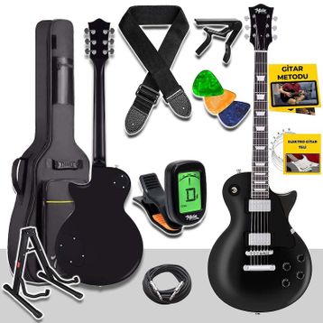 Midex GRX-200BK-BAG Üst Segment Profesyonel Les Paul Kasa Masif Ağaç Elektro Gitar Set