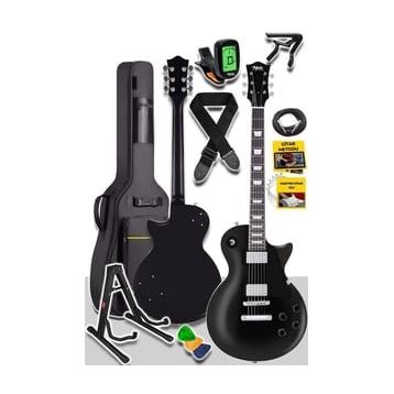 Midex GRX-200BK-BAG Üst Segment Profesyonel Les Paul Kasa Masif Ağaç Elektro Gitar Set