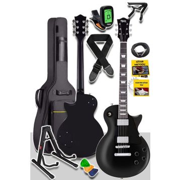 Midex GRX-200BK-BAG Üst Segment Profesyonel Les Paul Kasa Masif Ağaç Elektro Gitar Set