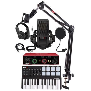 Midex Midi Paket-2 Stüdyo Ekipmanları Seti Ses Kartı Midi Klavye Mikrofon Kulaklık