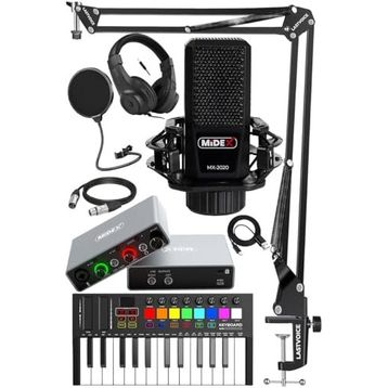 Midex Midi Paket-2 Stüdyo Ekipmanları Seti Ses Kartı Midi Klavye Mikrofon Kulaklık