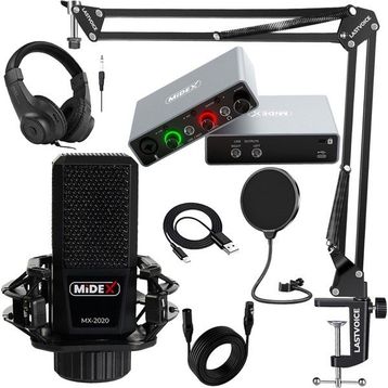 Midex Performans Paket-1 Stüdyo Ekipmanları Kayıt Seti MX-2020 Mikrofon Ses Kartı kulaklık
