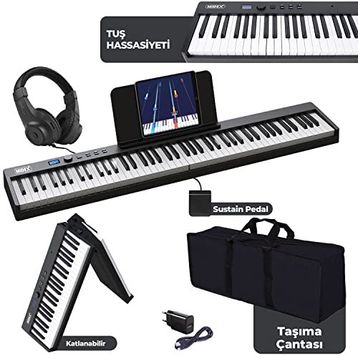 Midex Plx-100Bk Tuş Hassasiyetli 88 Tuş Bluetooth Şarjlı Taşınabilir Dijital Piyano