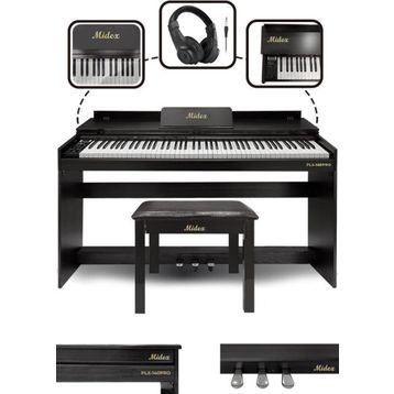Midex Plx-140 Pro-Bk Bluetoothlu Tuş Hassasiyetli 88 Tuşlu Kapaklı Siyah Dijital Piyano
