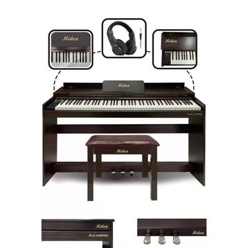 Midex Plx-140 Pro-Sr Bluetoothlu Tuş Hassasiyetli 88 Tuşlu Kapaklı Kahverengi Dijital Piyano