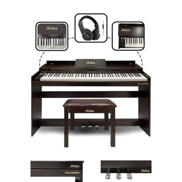 Midex Plx-140 Pro-Sr Bluetoothlu Tuş Hassasiyetli 88 Tuşlu Kapaklı Kahverengi Dijital Piyano